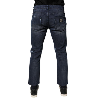 Dolce & Gabbana Blue Cotton Stretch Skinny Men Denim Jeans