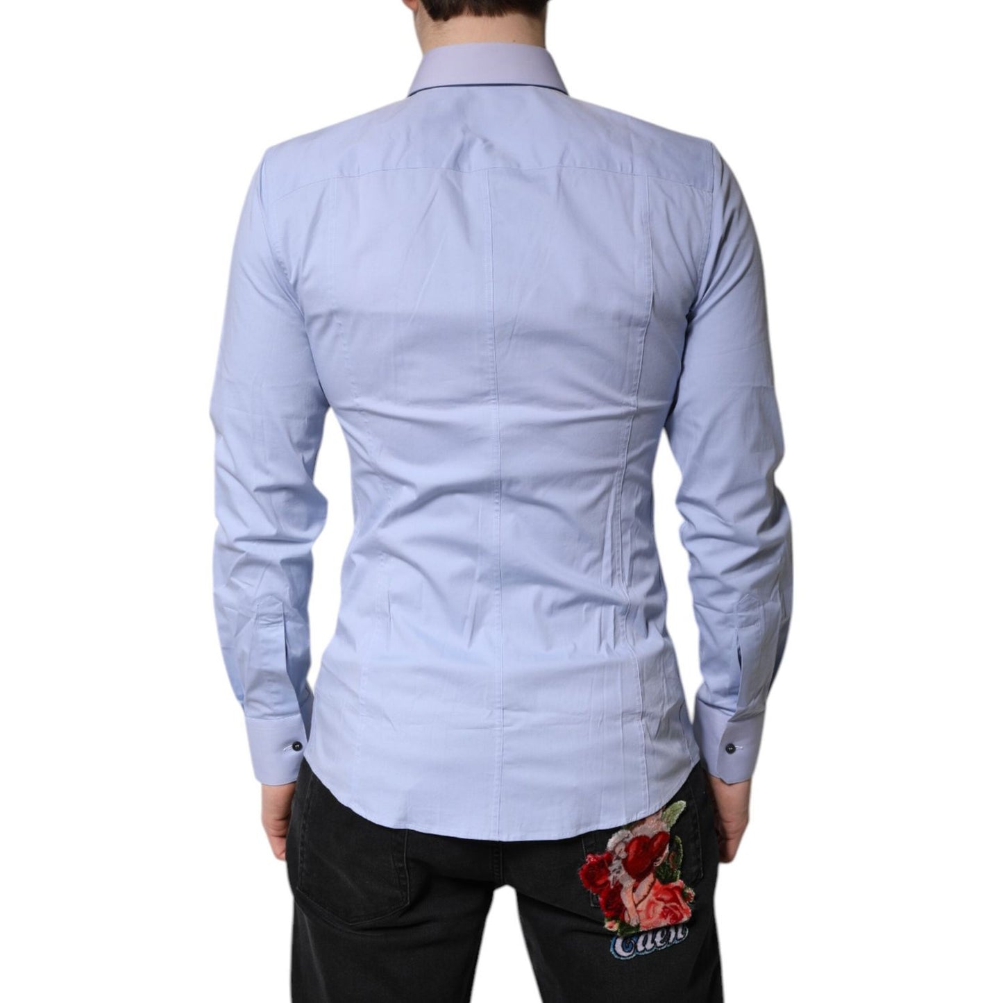 Dolce & Gabbana Light Blue Cotton SICILIA Dress Formal Shirt