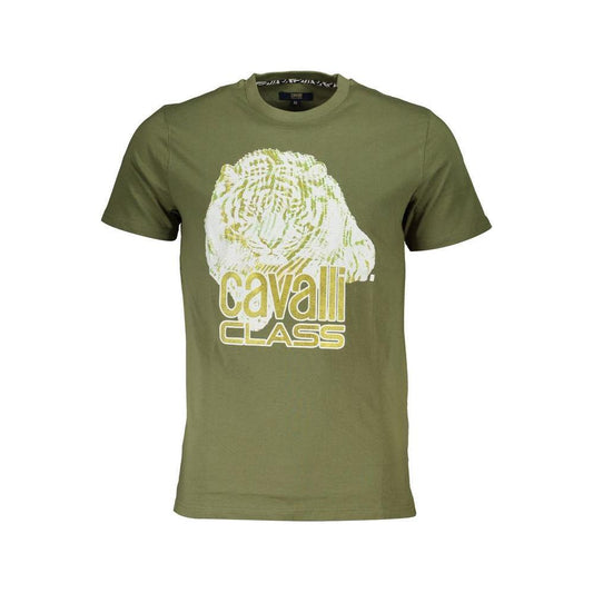 Cavalli Class Green Cotton T-Shirt