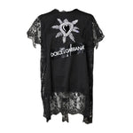 Dolce & Gabbana Black Lace Sheer Sacred Heart Crew Neck Top