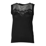 Dolce & Gabbana Black Lace Sheer Crew Neck Sleeveless Top