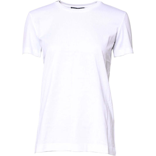 Dolce & Gabbana White Cotton Crew Neck Short Sleeves T-shirt