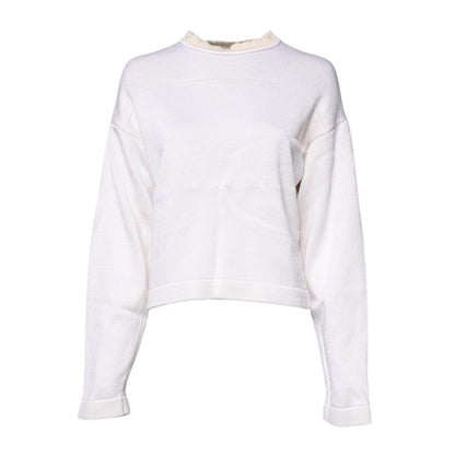Jil Sander White Viscose Crew Neck Long Sleeves Pullover Sweater
