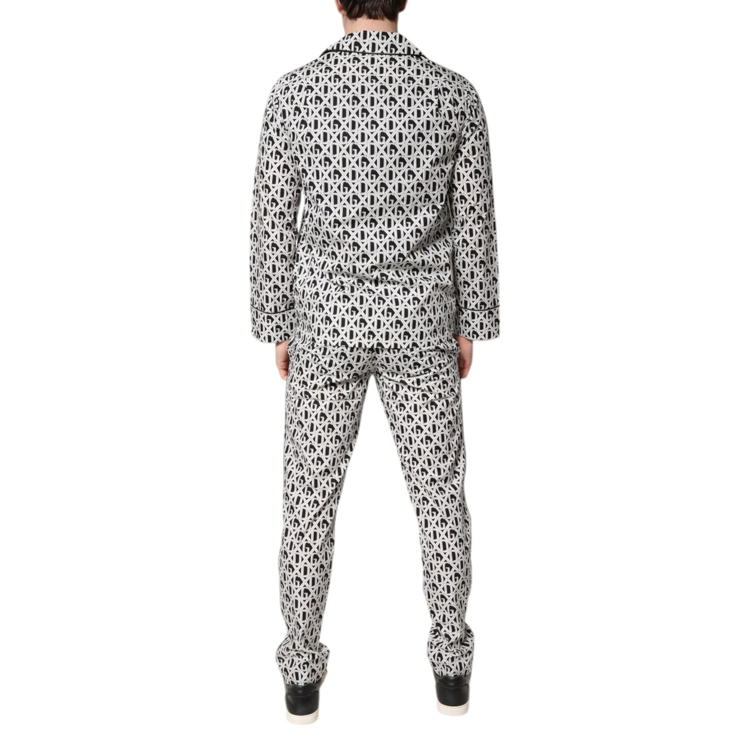 Dolce & Gabbana Black White DG Print Cotton Pajama Set Sleepwear