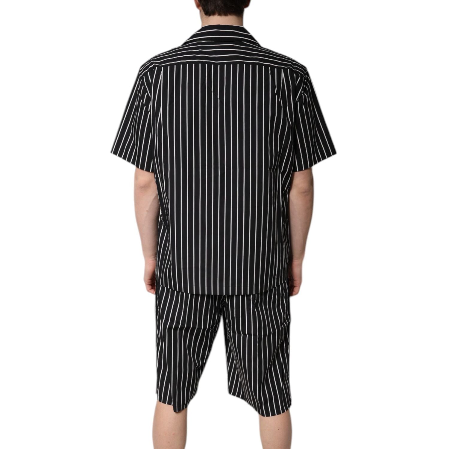 Dolce & Gabbana Black White Stripes Cotton Men Pajama Set Sleepwear