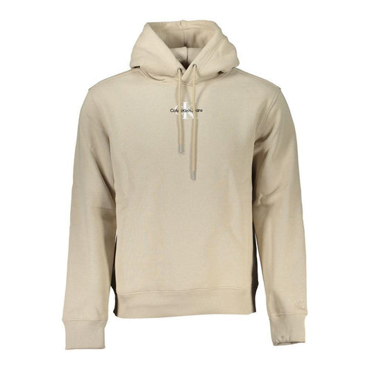 Calvin Klein Beige Fleece Hooded Sweatshirt with Logo Embroidery CA-27223-XXL