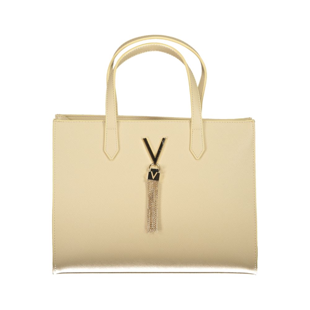 Mario Valentino Beige Polyethylene Handbag with two handles, adjustable strap, internal pockets, contrasting details, and zip closure.