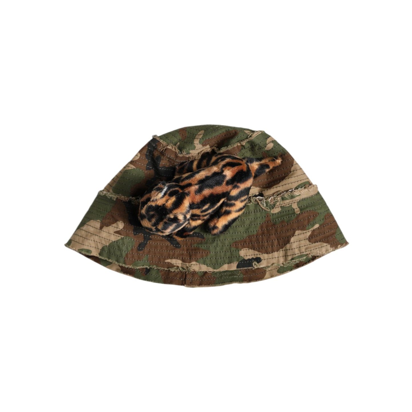 Dolce & Gabbana Multicolor Leopard Embellish Wide Brim Bucket Hat