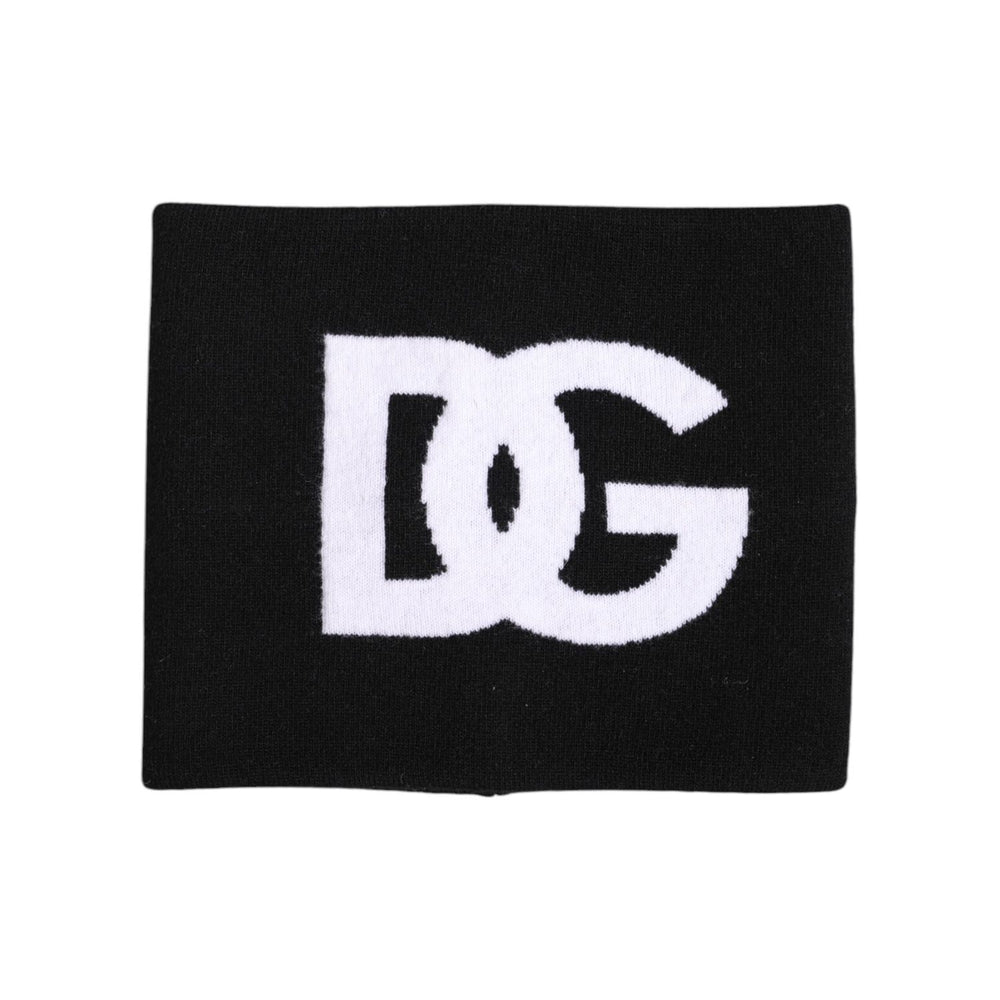 Dolce & Gabbana Black White Logo Print Knitted Neck Warmer Scarf HAT9828