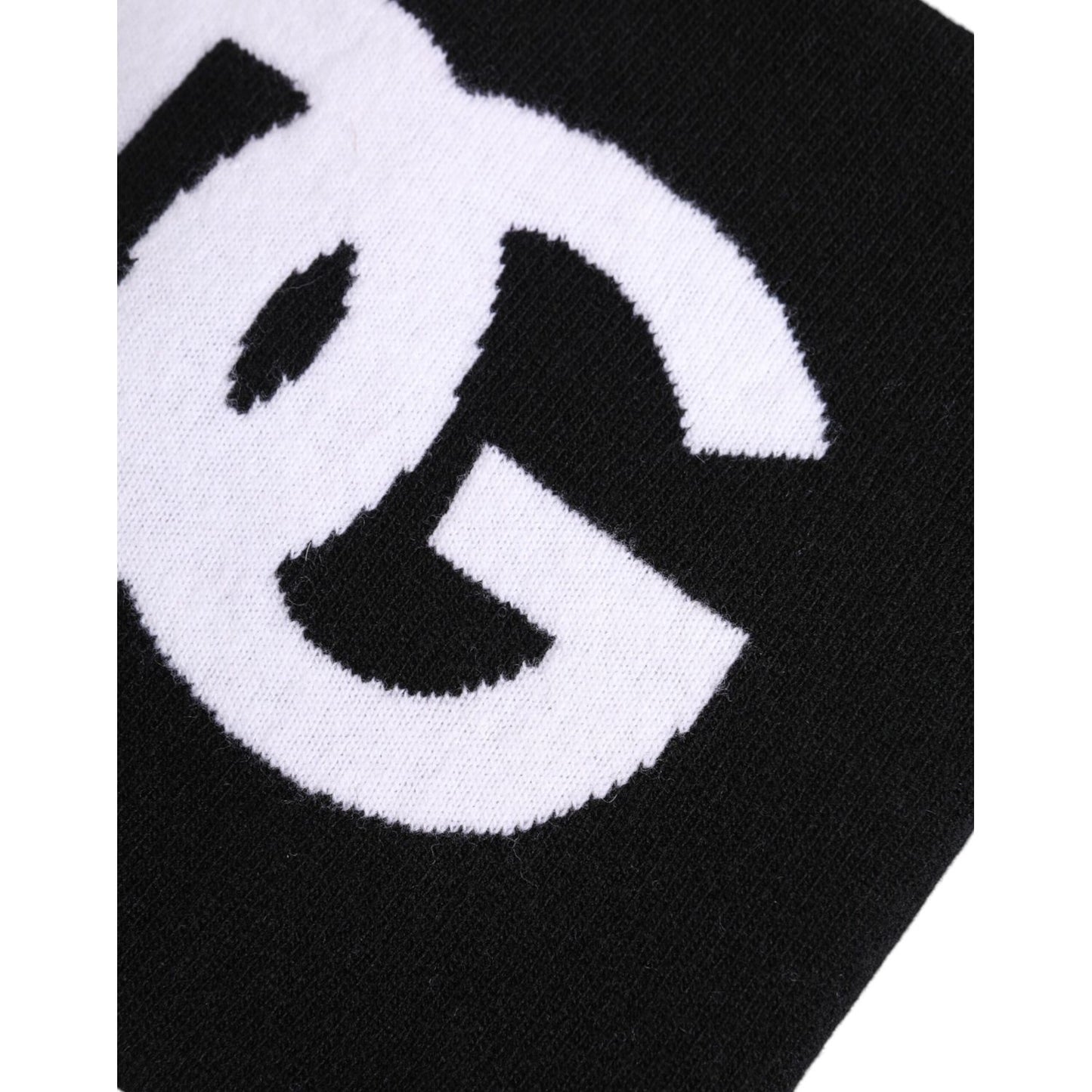 Dolce & Gabbana Black White Logo Print Knitted Neck Warmer Scarf HAT9828