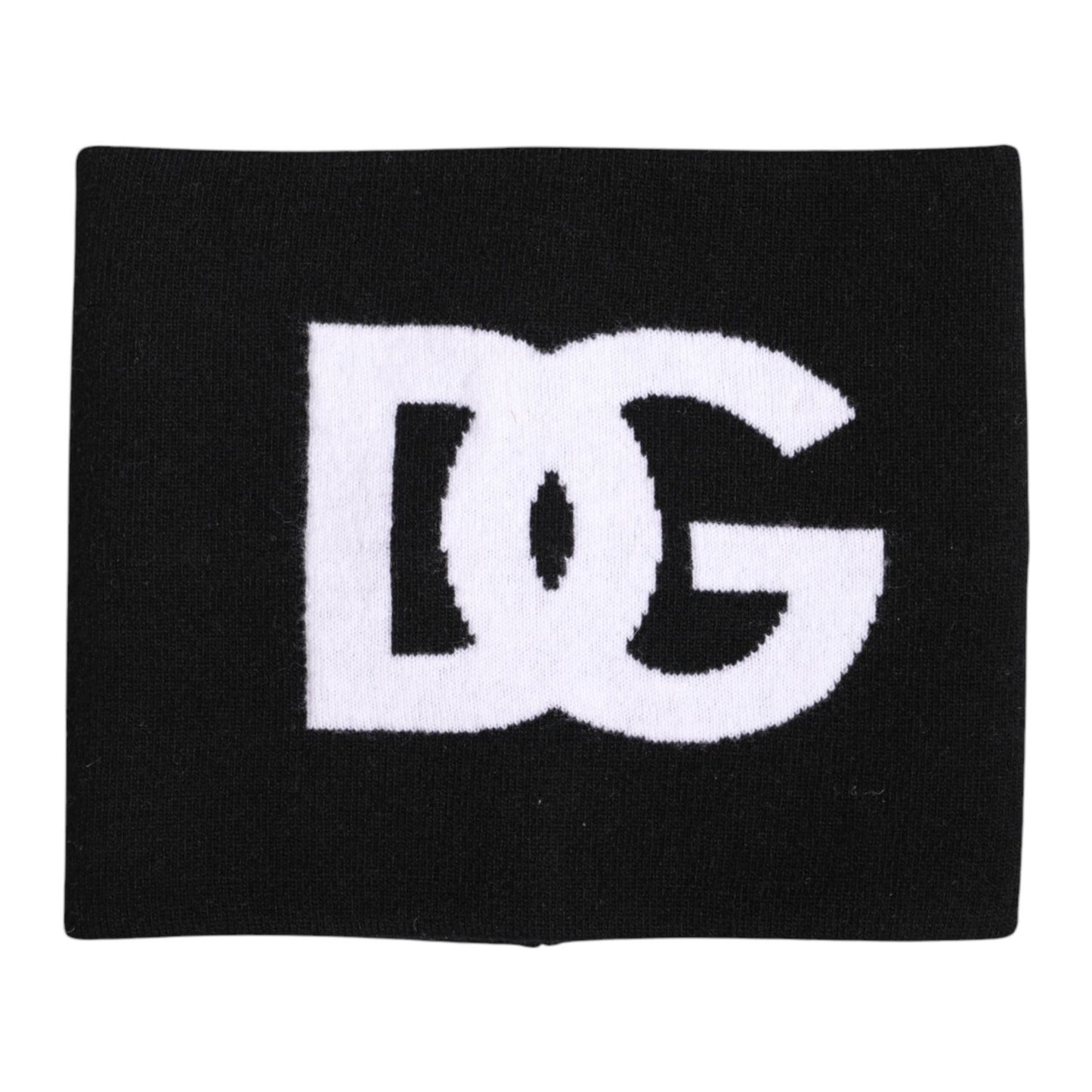 Dolce & Gabbana Black White Logo Print Knitted Neck Warmer Scarf HAT9828