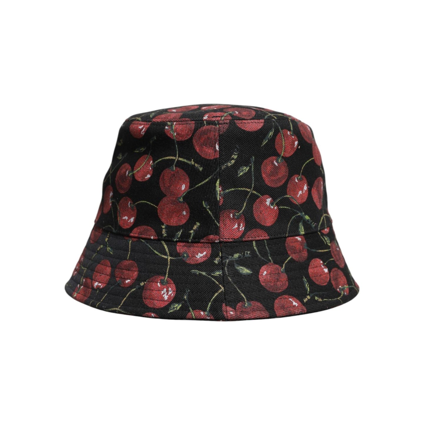 Dolce & Gabbana Black Cotton Printed Wide Brim Bucket Hat