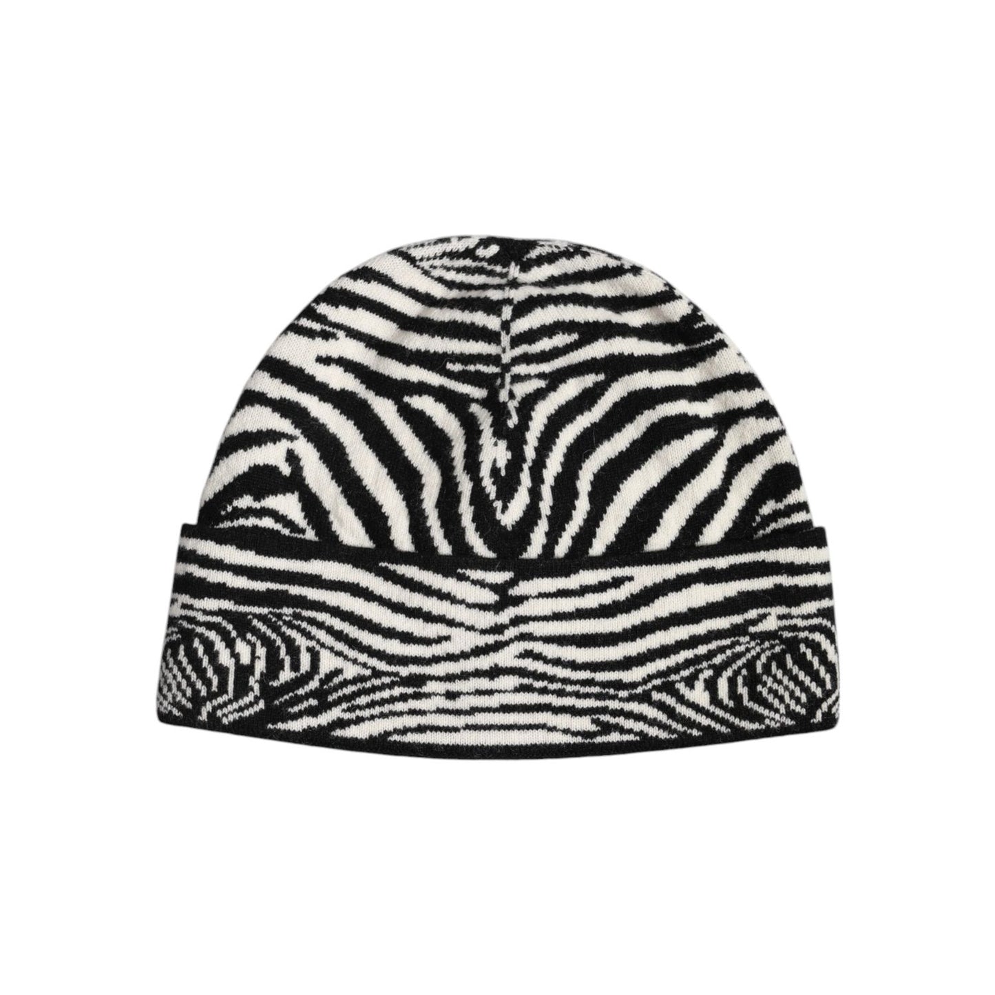 Dolce & Gabbana Black White Zebra Knitted Winter Beanie Hat