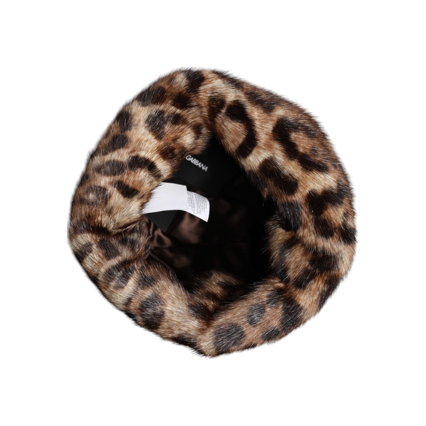 Dolce & Gabbana Brown Leopard Faux Fur Women Bucket Hat HAT9638-57