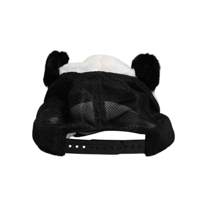 Dolce & Gabbana Black White Panda Fur Women Baseball Cap