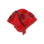 Dolce & Gabbana Red Crystal Gold Roses Brooch Embellished Hat HAT9652