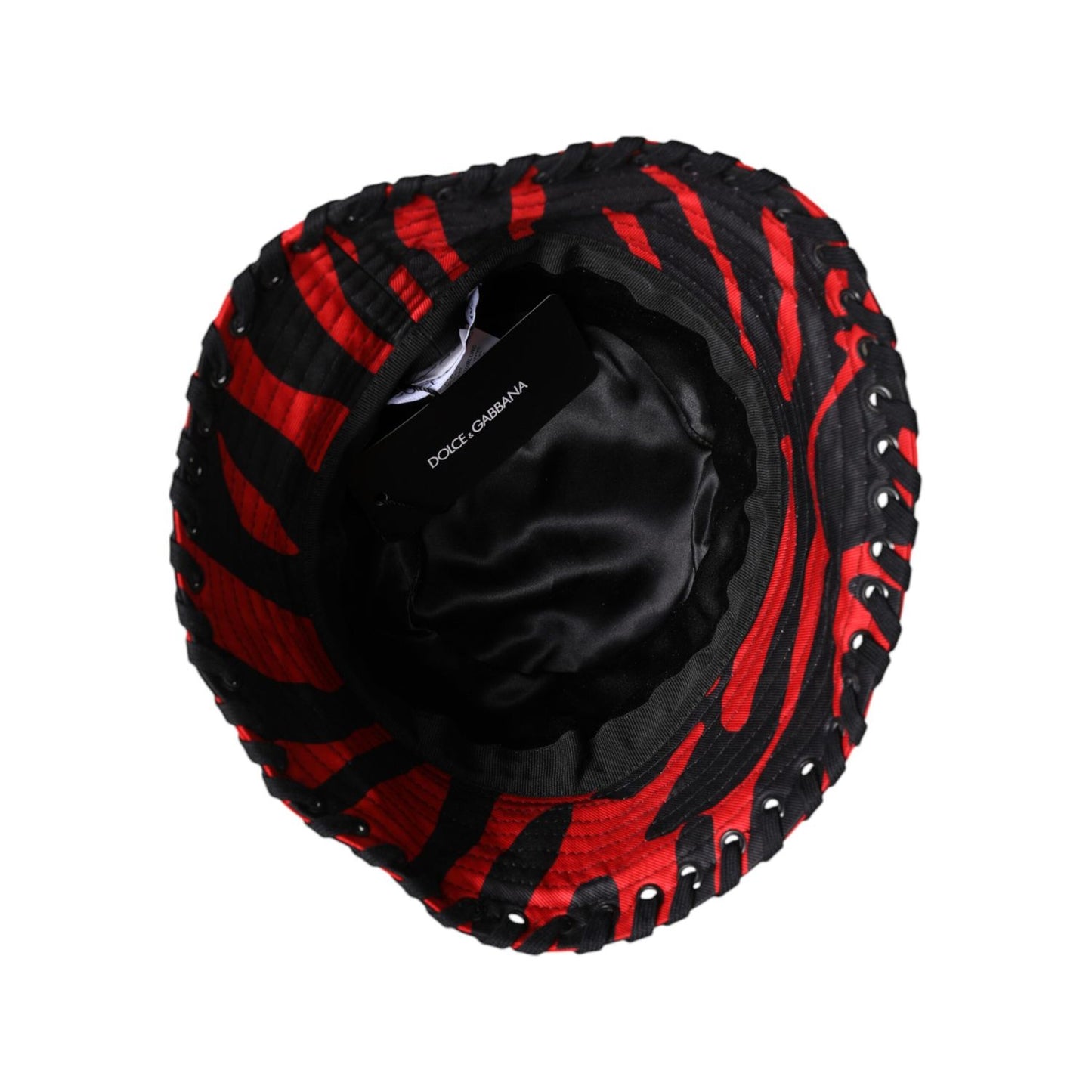 Dolce & Gabbana Black Red Stripe Polyester Wide Brim Bucket Hat HAT9800-57