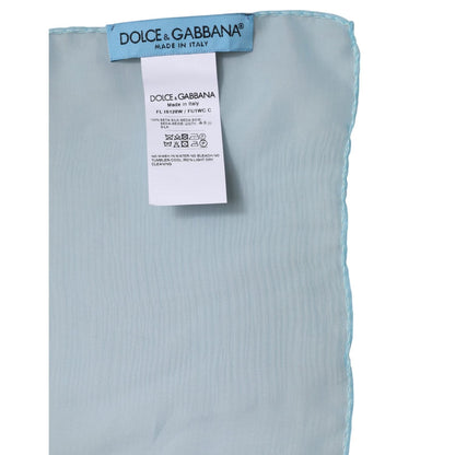 Dolce & Gabbana Light Blue Silk Rectangle Wrap Shawl Scarf