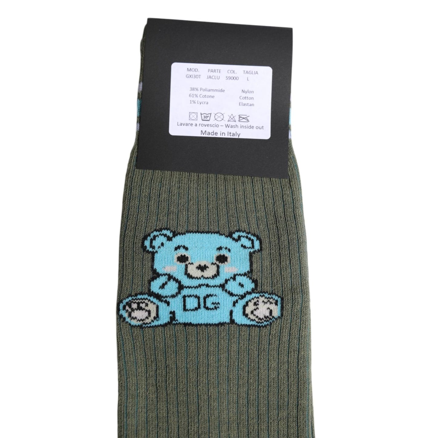 Dolce & Gabbana Gray Cotton DG Bear Mid Calf Socks SCS2195-L