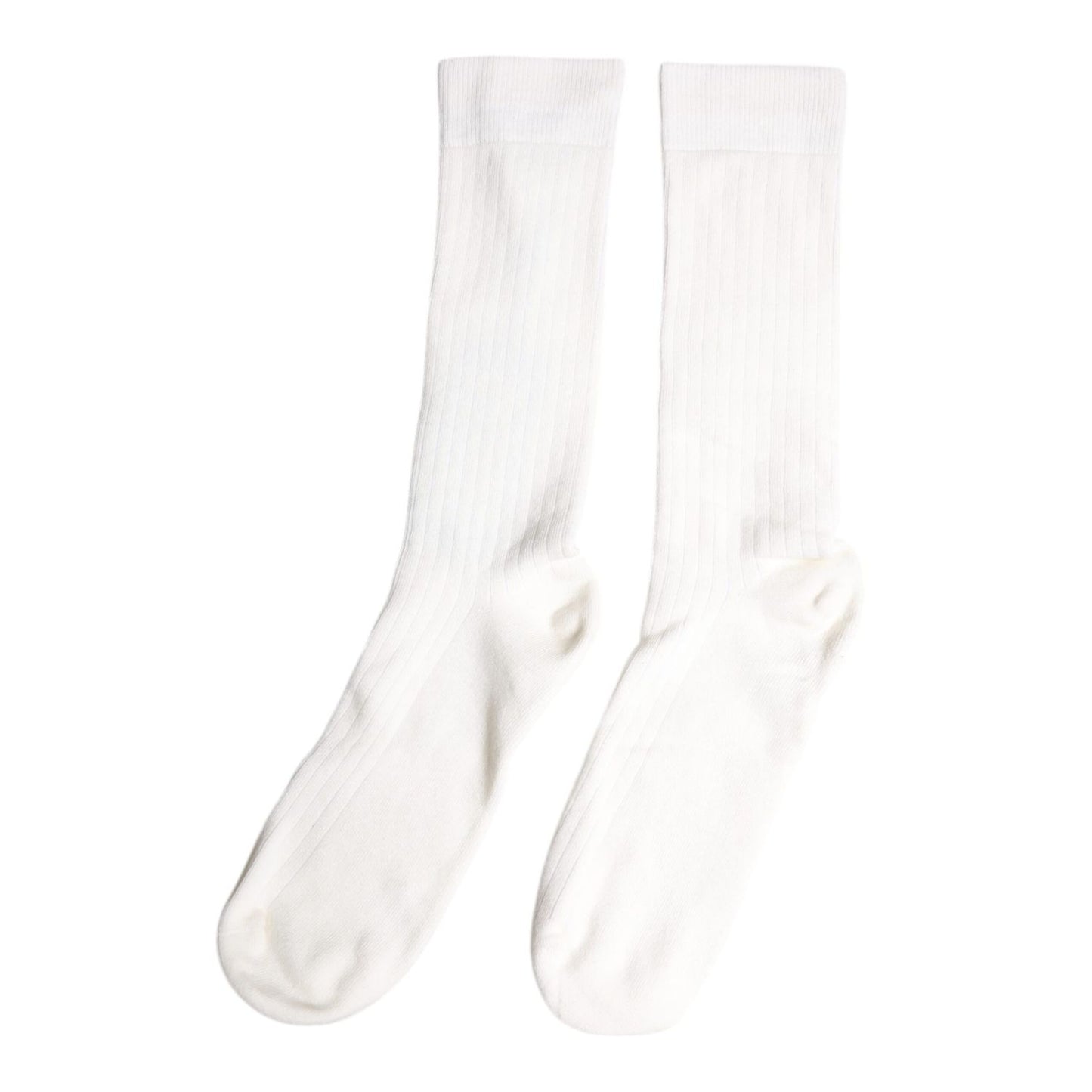 Dolce & Gabbana White Cotton Solid Mid Calf Men Socks SCS2215-L