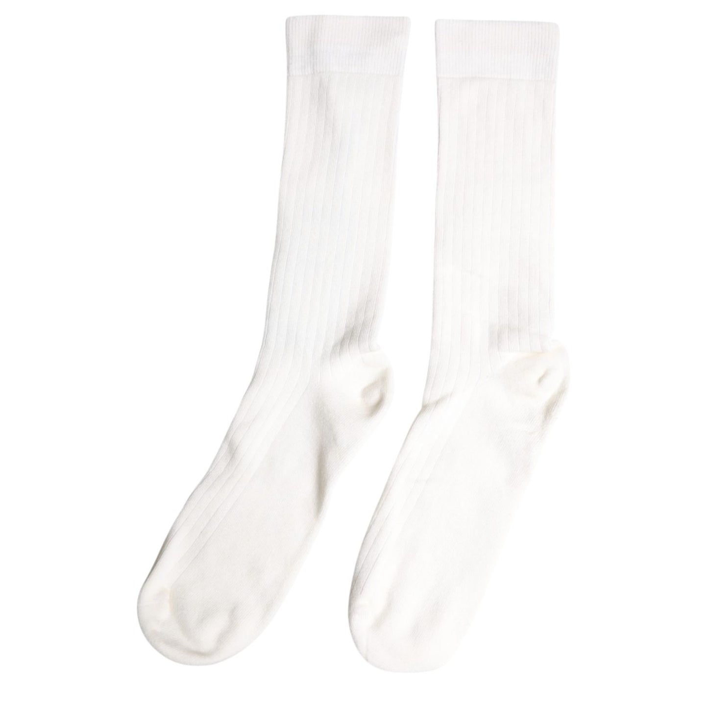 Dolce & Gabbana White Cotton Solid Mid Calf Men Socks SCS2215-L