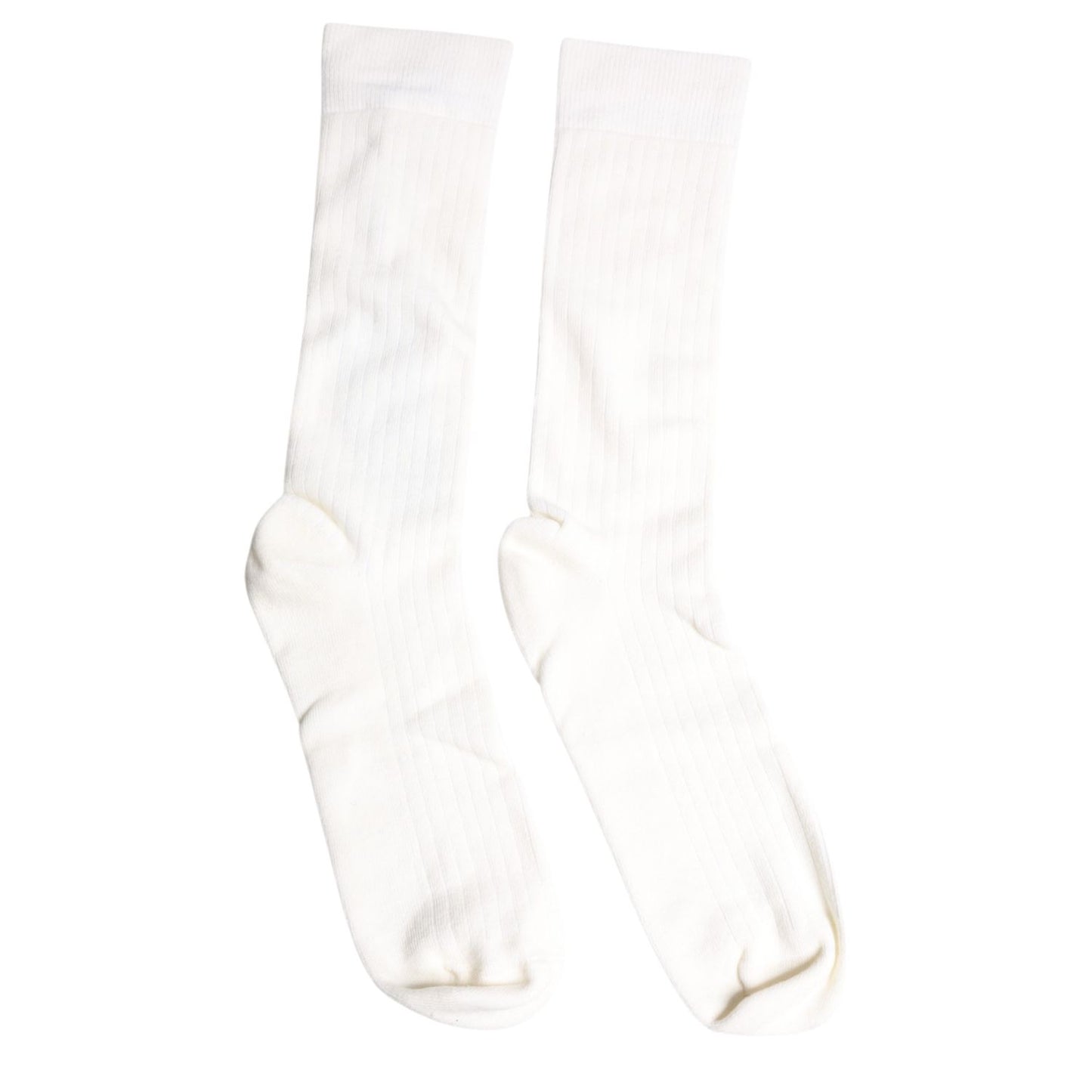 Dolce & Gabbana White Cotton Solid Mid Calf Men Socks SCS2215-L