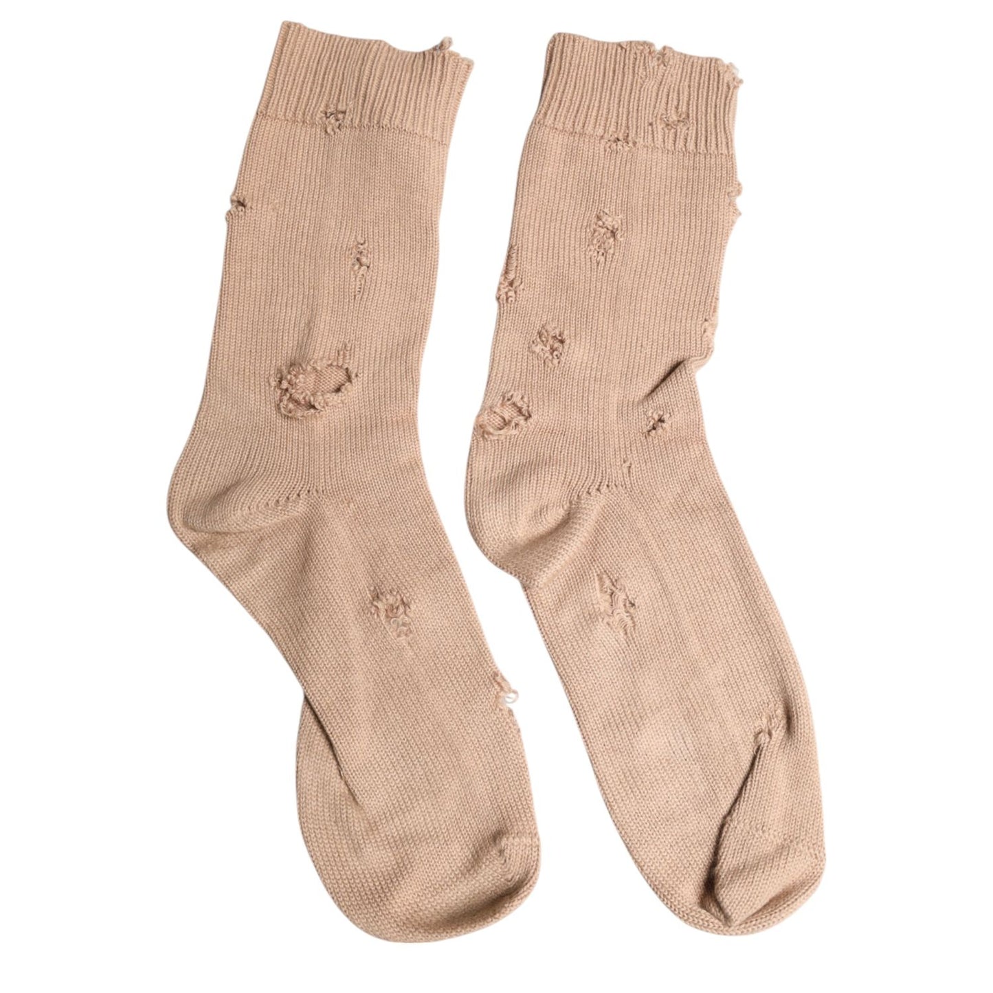 Dolce & Gabbana Beige Solid Stretch Mid Calf Men Socks SCS2222-L