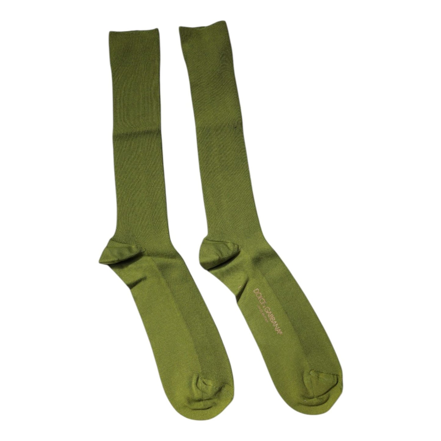 Dolce & Gabbana Green Cotton Logo Over The Calf Socks SCS2231-L