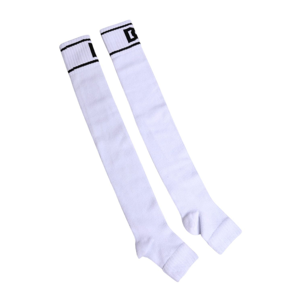 Dolce & Gabbana White Cotton DG Logo Print Open Toe Socks SCS2237