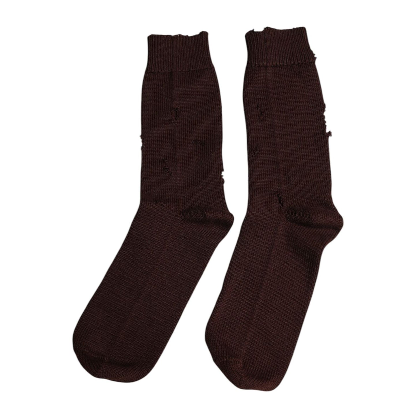 Dolce & Gabbana Brown Solid Cotton Stretch Mid Calf Socks SCS2219-L