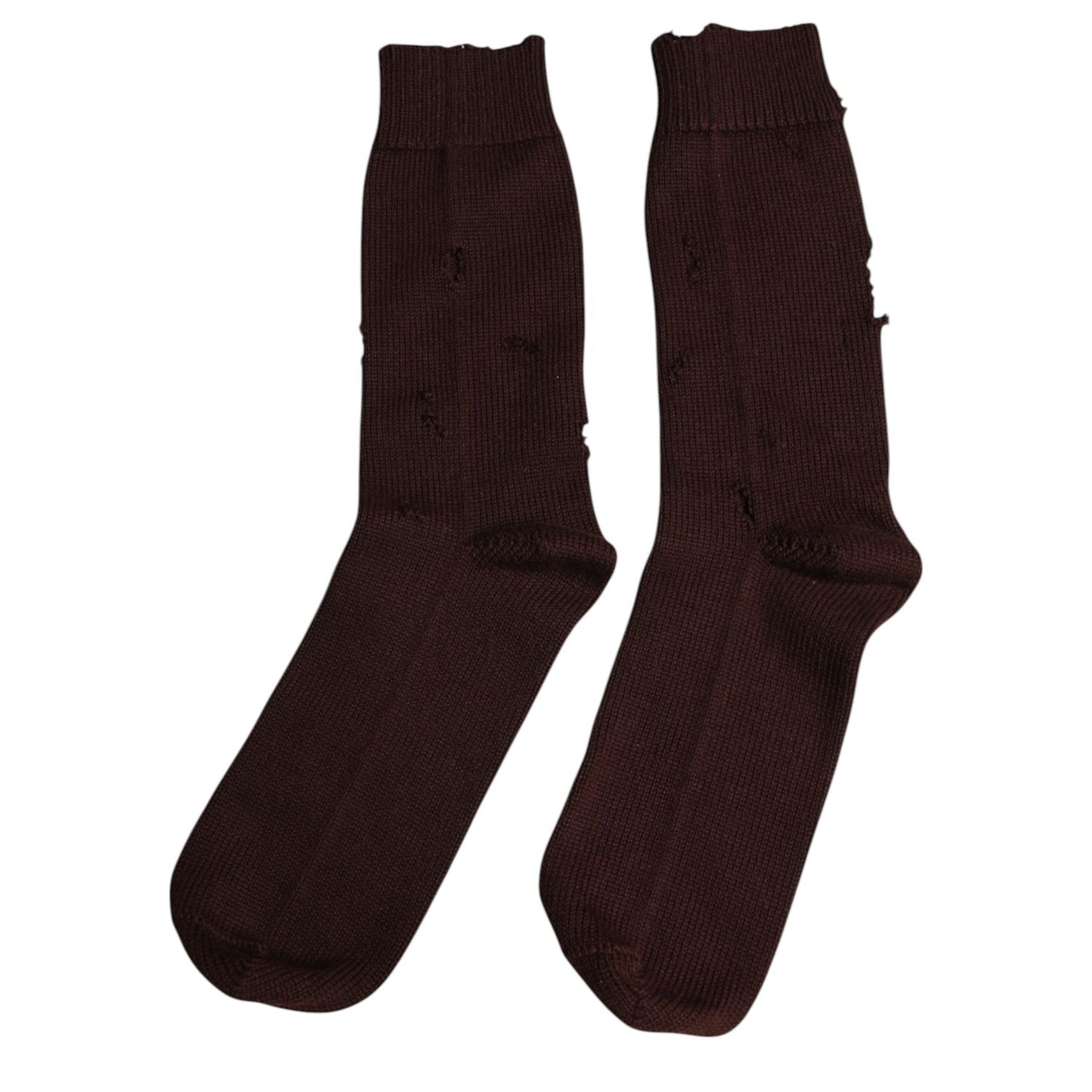 Dolce & Gabbana Brown Solid Cotton Stretch Mid Calf Socks SCS2219-L