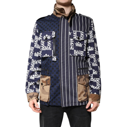 Dolce & Gabbana Multicolor Cotton Logo Patchwork Coat Jacket