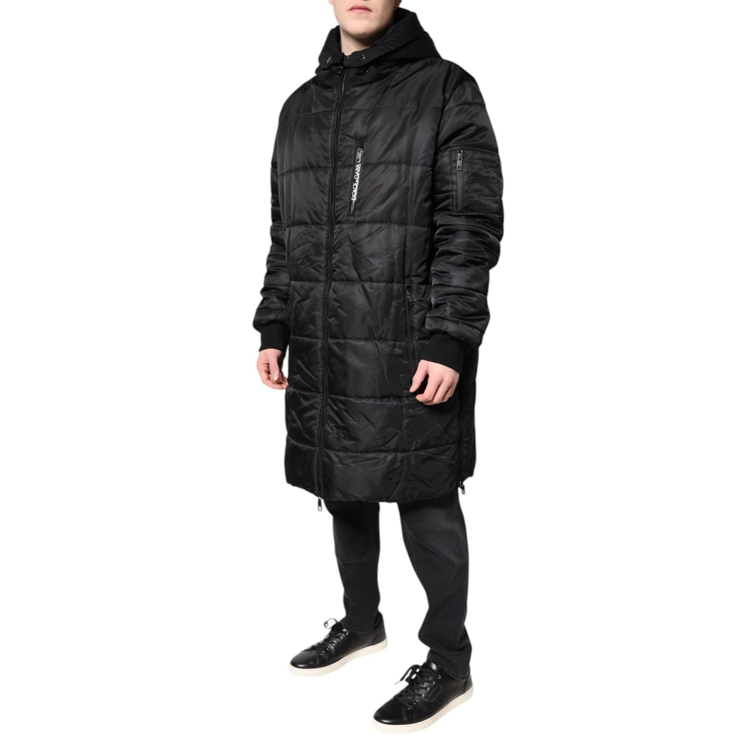 Dolce & Gabbana Black Hooded Parka Winter Men Coat Jacket