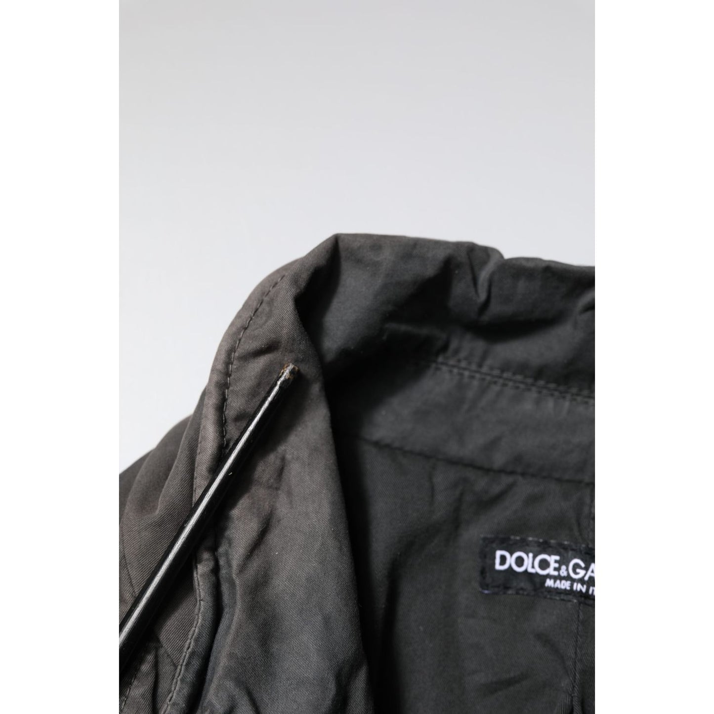 Dolce & Gabbana Black Solid Cotton Collared Coat Jacket