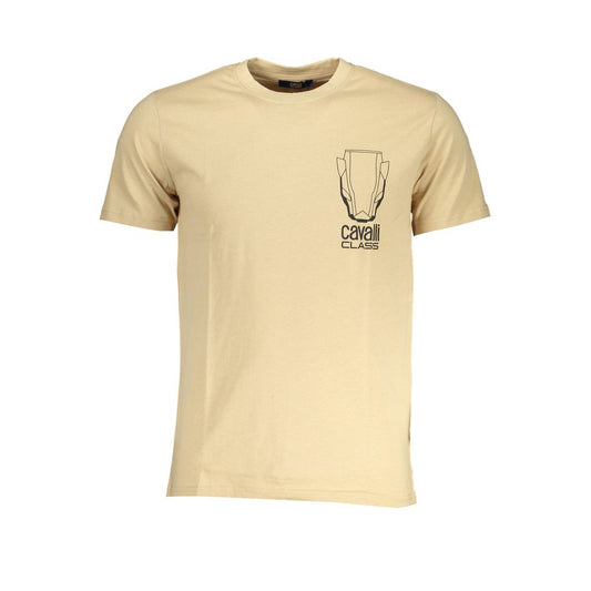 Cavalli Class Beige Cotton T-Shirt CA-28617-L