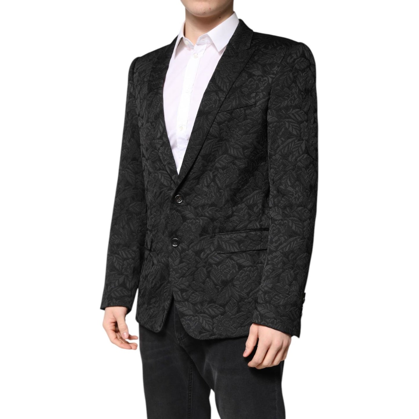Dolce & Gabbana Black MARTINI Brocade Single Breasted Blazer