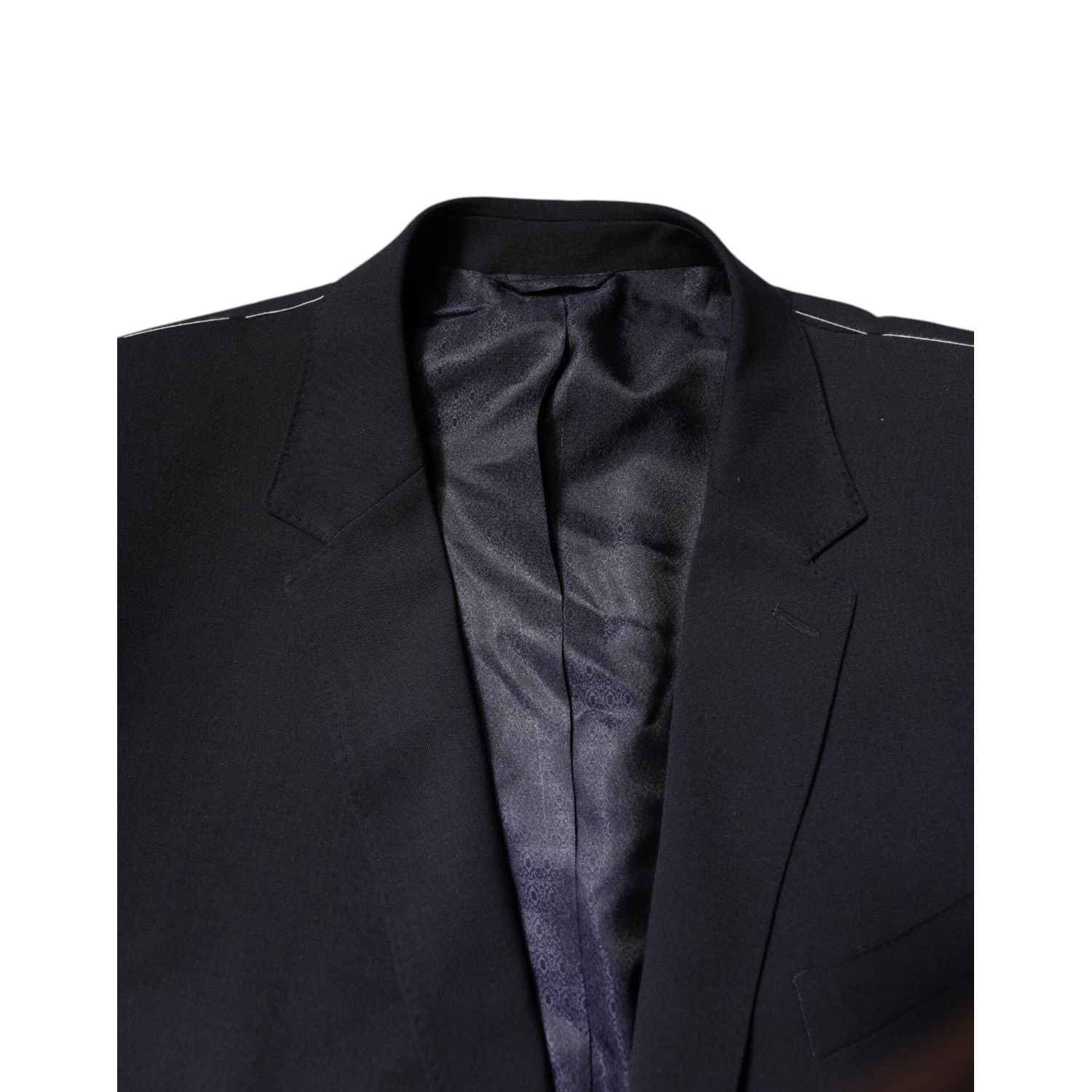 Dolce & Gabbana Dark Blue Wool Single Breasted Coat Blazer