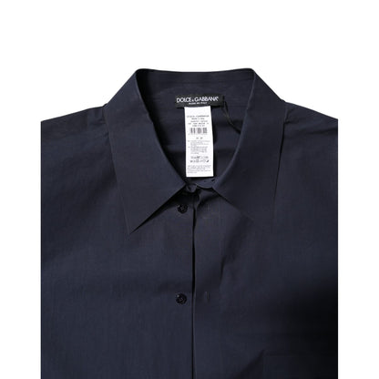 Dolce & Gabbana Dark Blue Cotton Long Sleeve Shirt