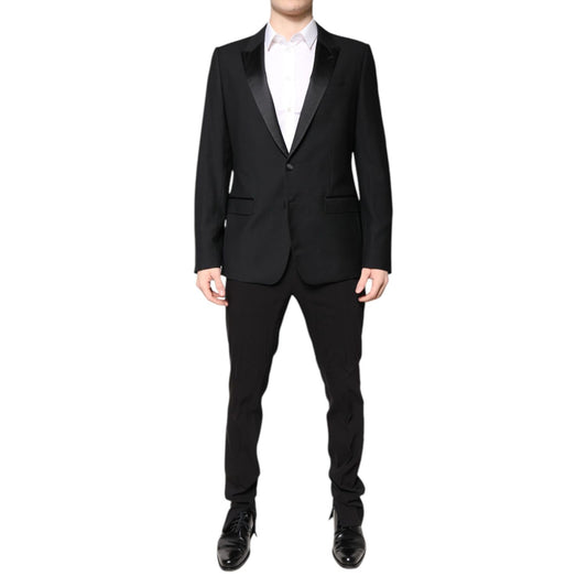 Dolce & Gabbana Black Wool Single Breasted 2 Piece Suit