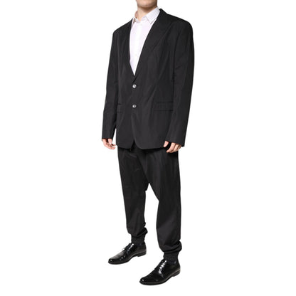 Dolce & Gabbana Black Cotton Single Breasted 2 Piece Suit