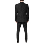 Dolce & Gabbana Black Polyester Floral Jacquard 2 Piece Suit
