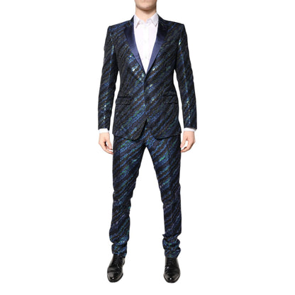 Dolce & Gabbana Multicolor Polyester Jacquard 2 Piece Suit