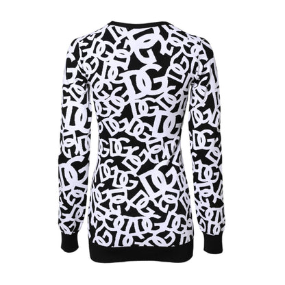 Dolce & Gabbana Black White Logo Print Women Pullover Sweater