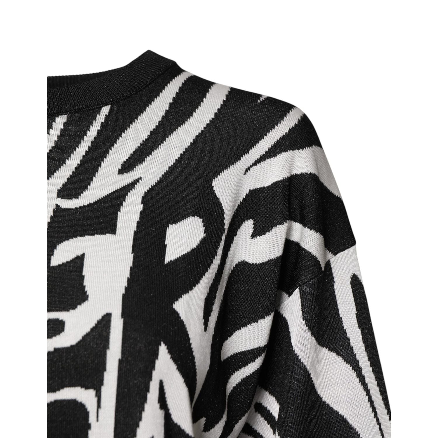 Dolce & Gabbana Black White Print Women Pullover Sweater