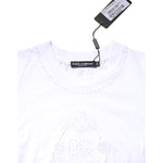 Dolce & Gabbana White Cotton Floral Logo Crew Neck T-shirt