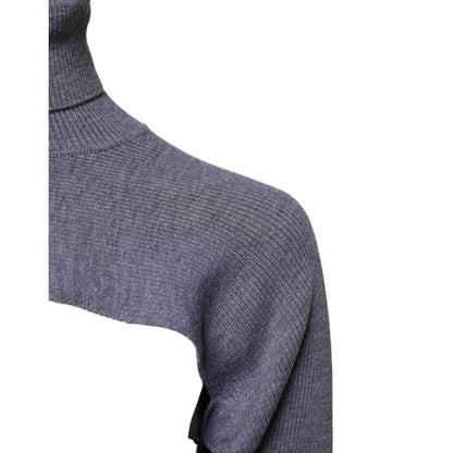 Dolce & Gabbana Gray Wool Knit Turtleneck Cropped Top Sweater