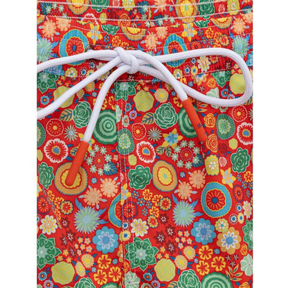 Isaia Red Polyester Swim Short
