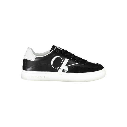 Calvin Klein Sleek Black Lace-Up Sneakers With Contrast Details