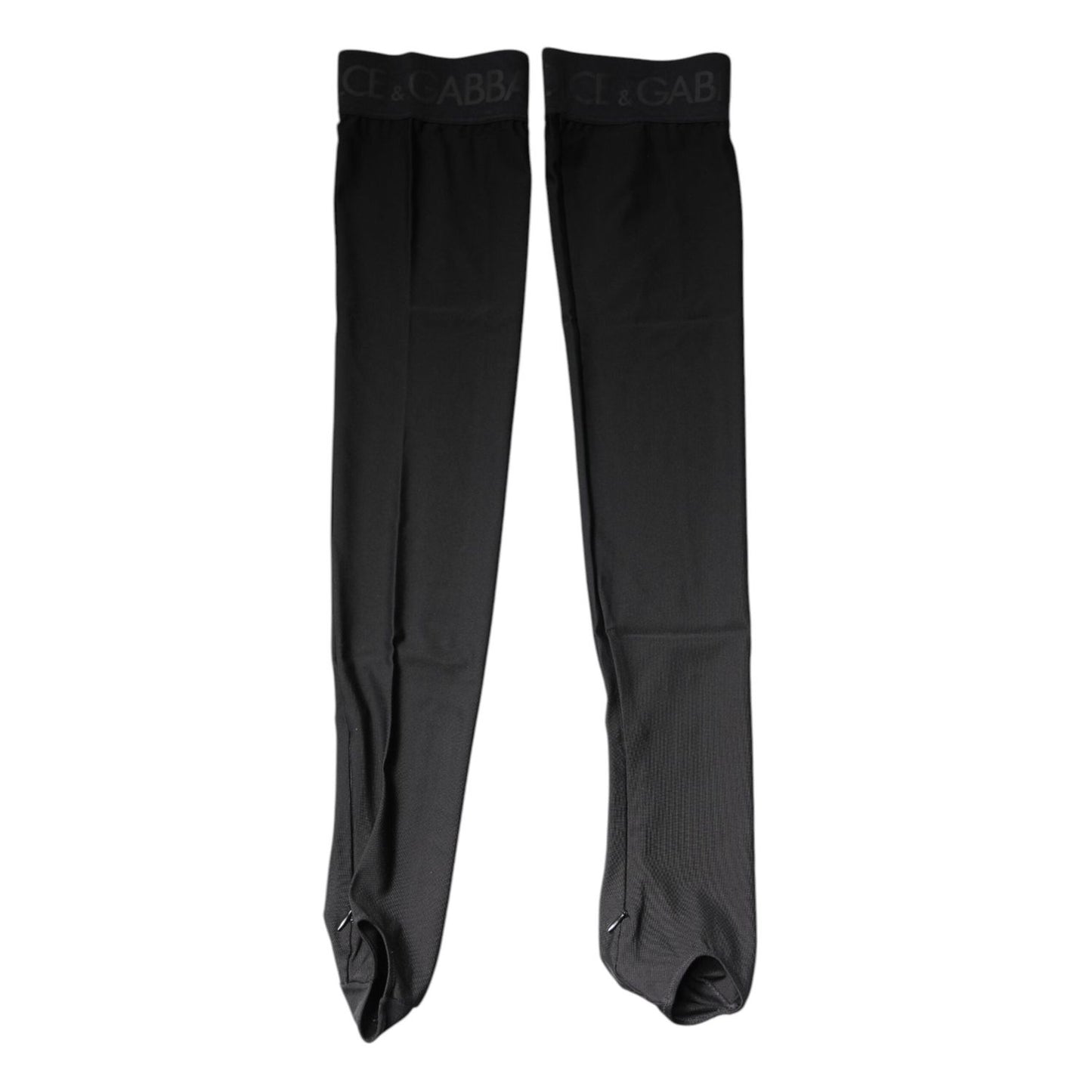 Dolce & Gabbana Black Viscose Stretch Over Calf Stockings Socks