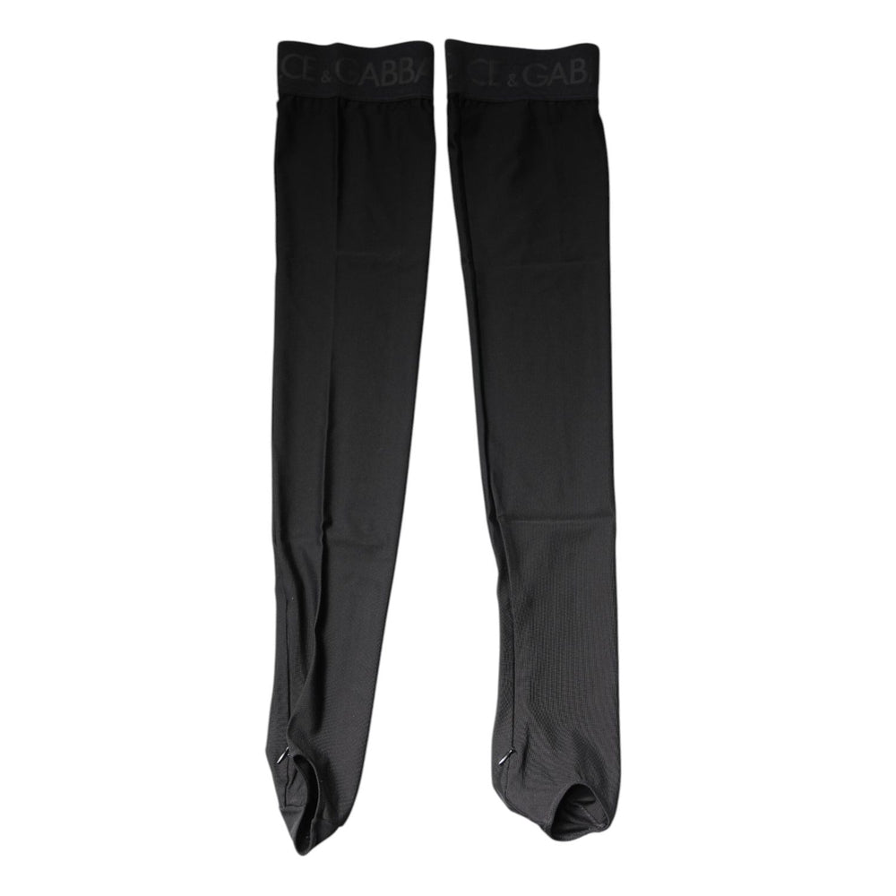 Dolce & Gabbana Black Viscose Stretch Over Calf Stockings Socks